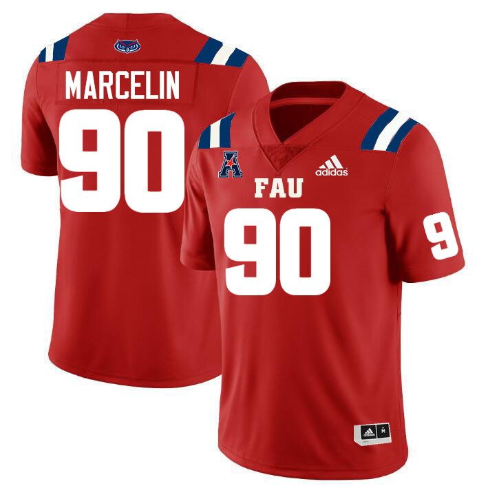 Florida Atlantic Owls #90 Gavench Marcelin College Football Jerseys Stitched-Red